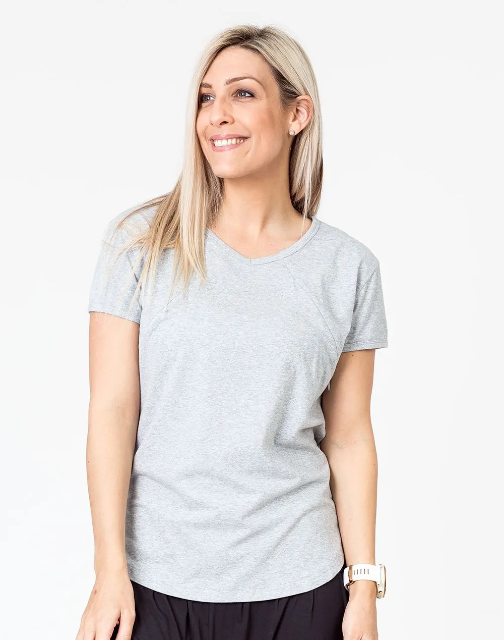 ** CLEARANCE ** Breastfeeding T-Shirt - Scoop Tee Grey