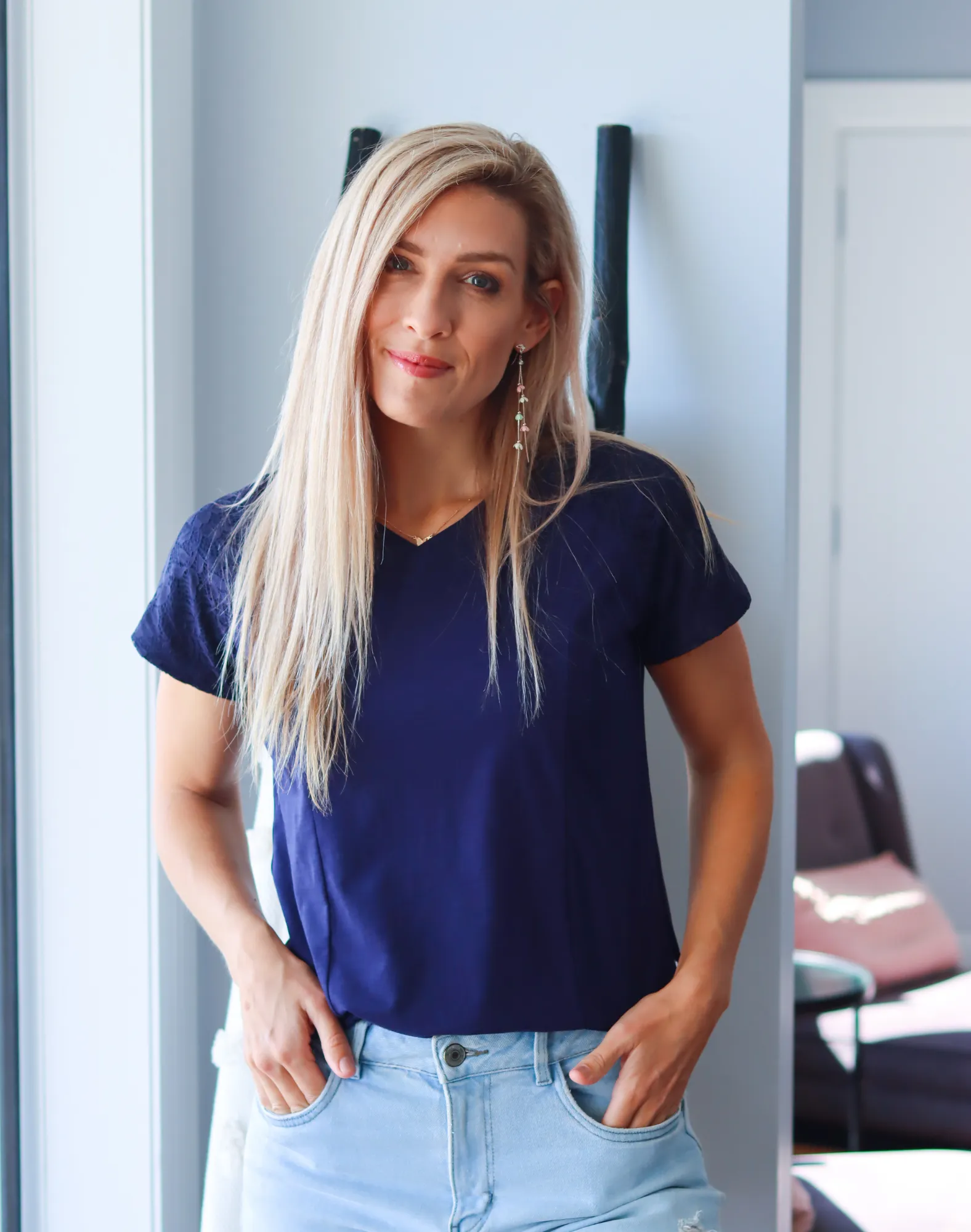 ** CLEARANCE ** Non BF - Women's Dressy Tee - Florence Top Midnight