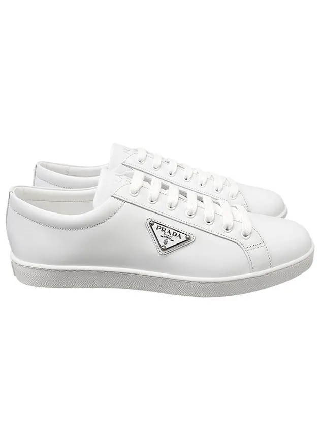 Brushed Leather Low Top Sneakers White