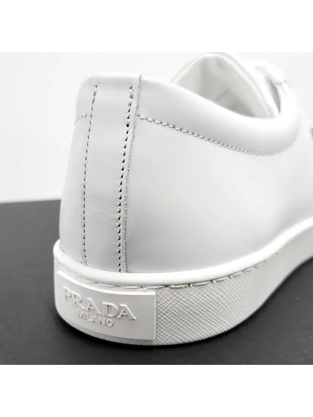 Brushed Leather Low Top Sneakers White