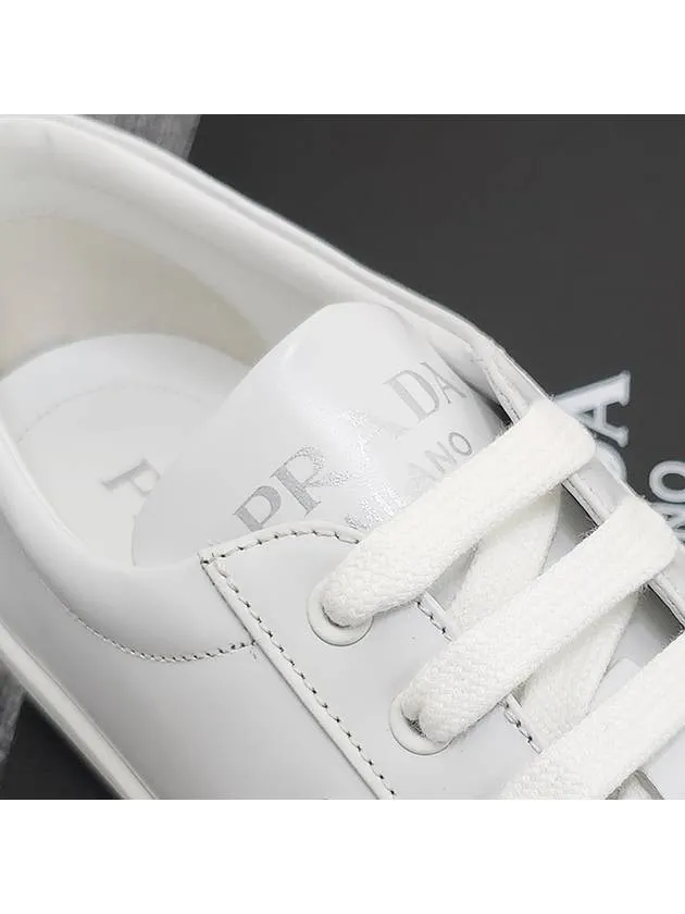 Brushed Leather Low Top Sneakers White