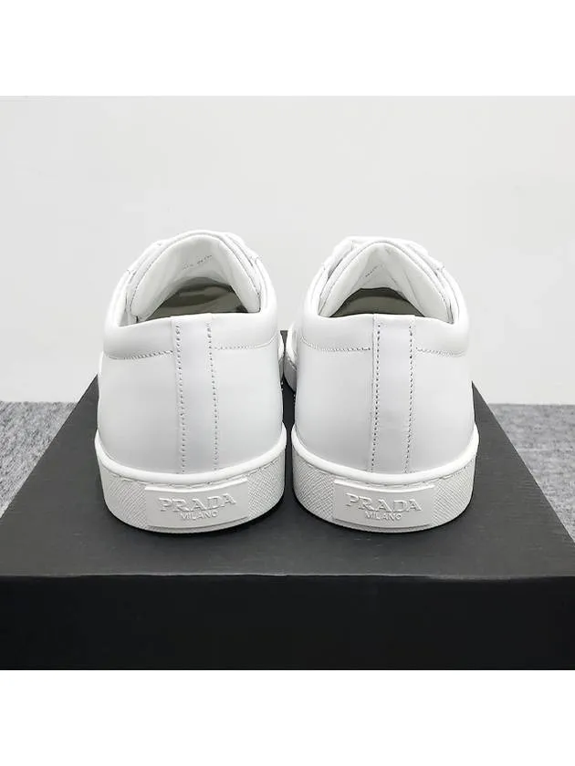 Brushed Leather Low Top Sneakers White