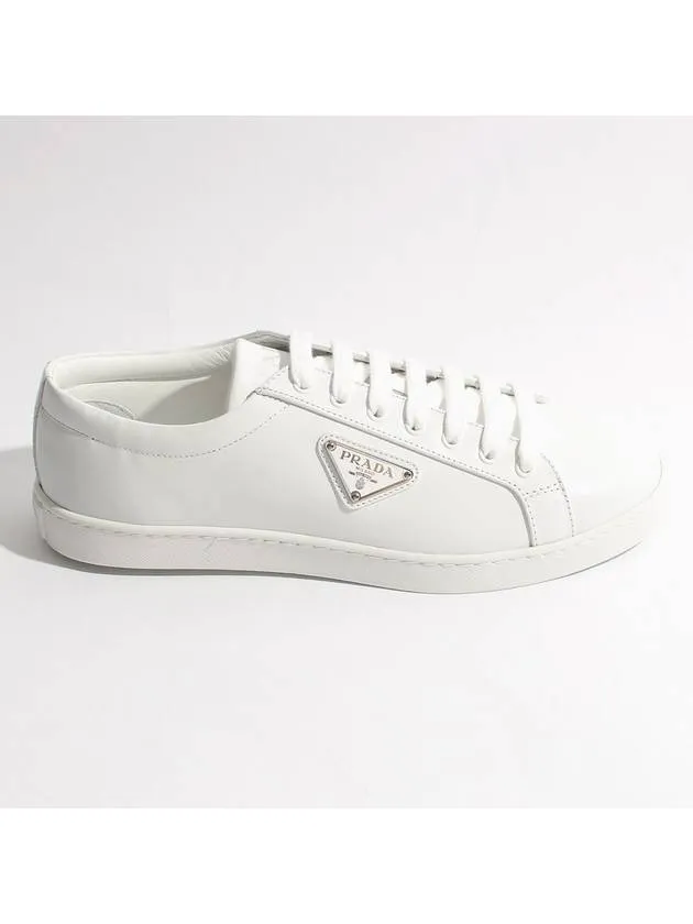 Brushed Leather Low Top Sneakers White