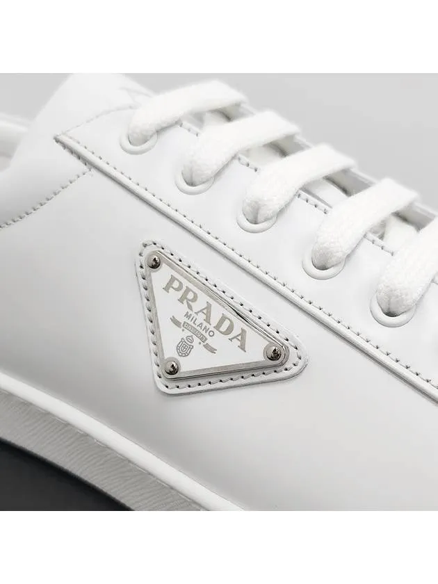 Brushed Leather Low Top Sneakers White