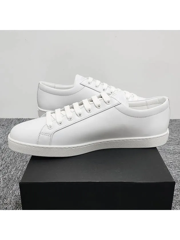 Brushed Leather Low Top Sneakers White