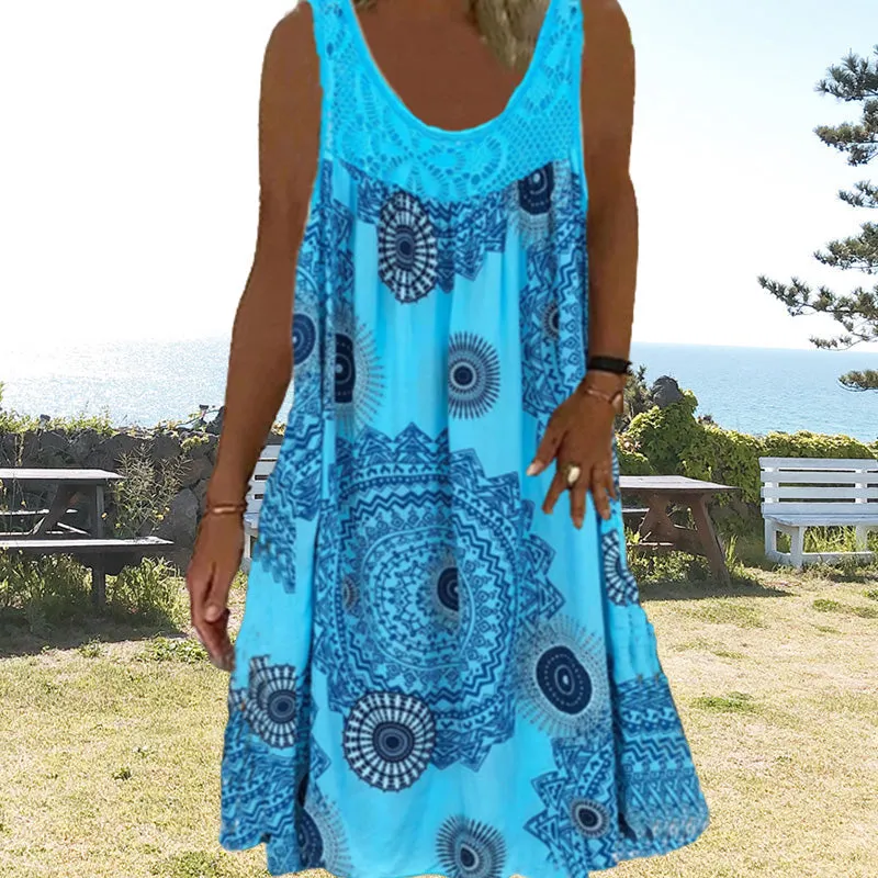 Clearance Sales - 49% OFFWomen Summer O-Neck Sleeveless Print Dress