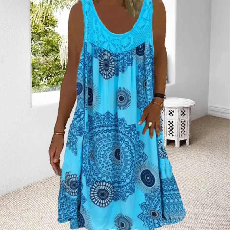 Clearance Sales - 49% OFFWomen Summer O-Neck Sleeveless Print Dress