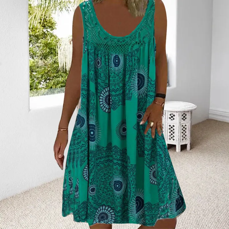 Clearance Sales - 49% OFFWomen Summer O-Neck Sleeveless Print Dress
