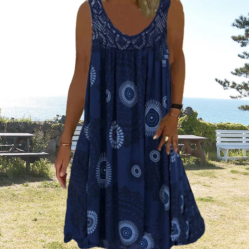 Clearance Sales - 49% OFFWomen Summer O-Neck Sleeveless Print Dress