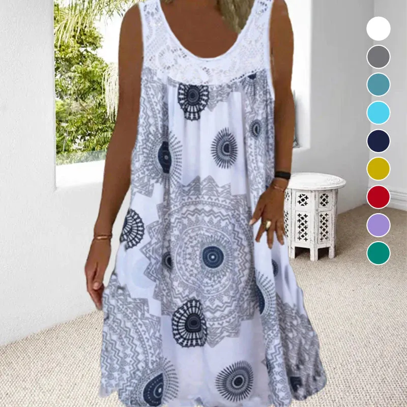 Clearance Sales - 49% OFFWomen Summer O-Neck Sleeveless Print Dress