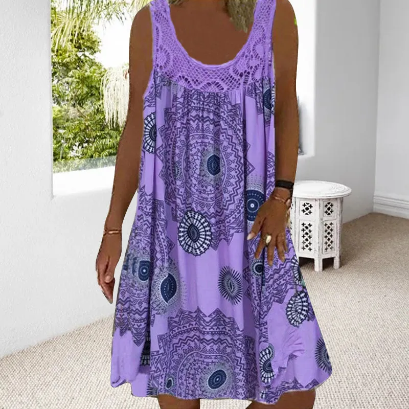 Clearance Sales - 49% OFFWomen Summer O-Neck Sleeveless Print Dress