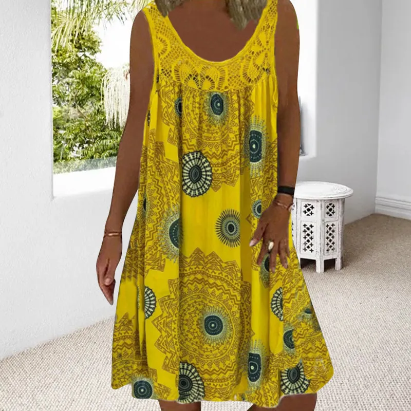 Clearance Sales - 49% OFFWomen Summer O-Neck Sleeveless Print Dress