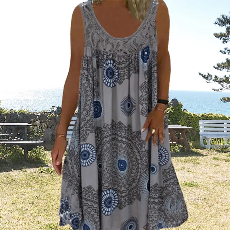 Clearance Sales - 49% OFFWomen Summer O-Neck Sleeveless Print Dress