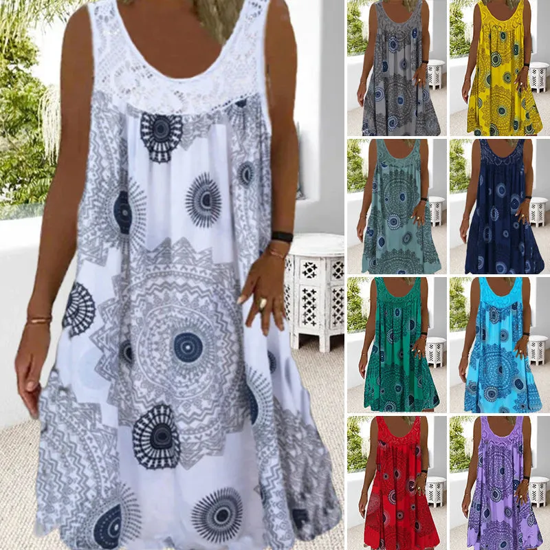 Clearance Sales - 49% OFFWomen Summer O-Neck Sleeveless Print Dress