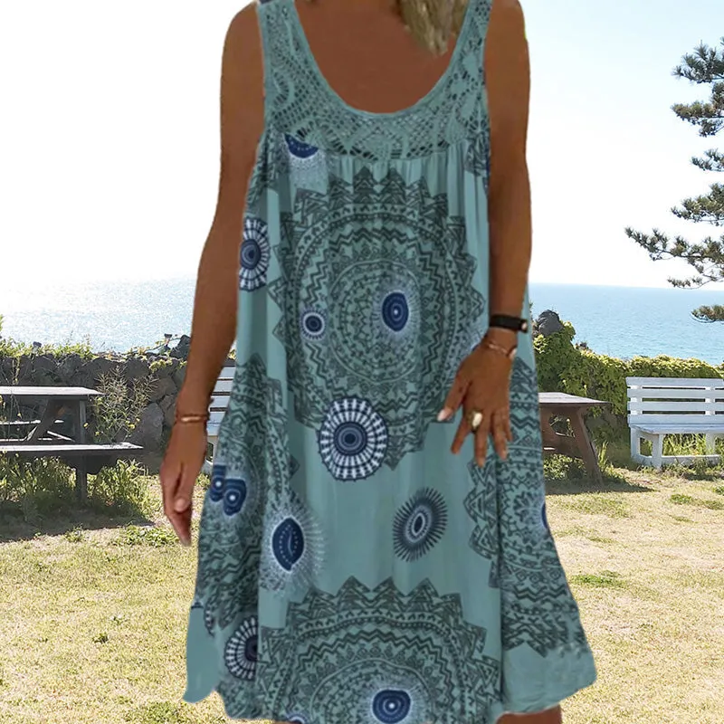 Clearance Sales - 49% OFFWomen Summer O-Neck Sleeveless Print Dress