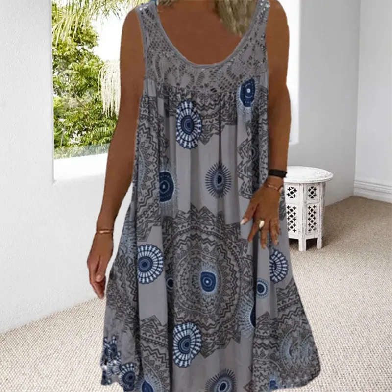 Clearance Sales - 49% OFFWomen Summer O-Neck Sleeveless Print Dress