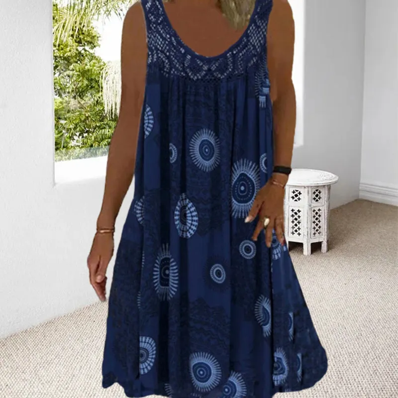 Clearance Sales - 49% OFFWomen Summer O-Neck Sleeveless Print Dress
