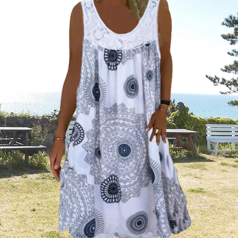 Clearance Sales - 49% OFFWomen Summer O-Neck Sleeveless Print Dress
