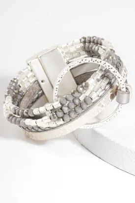 Leather Beaded Crystal Circle Bracelet