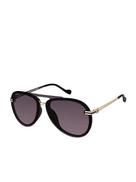 Metal Aviator Sunglasses in Smoke Matte Black