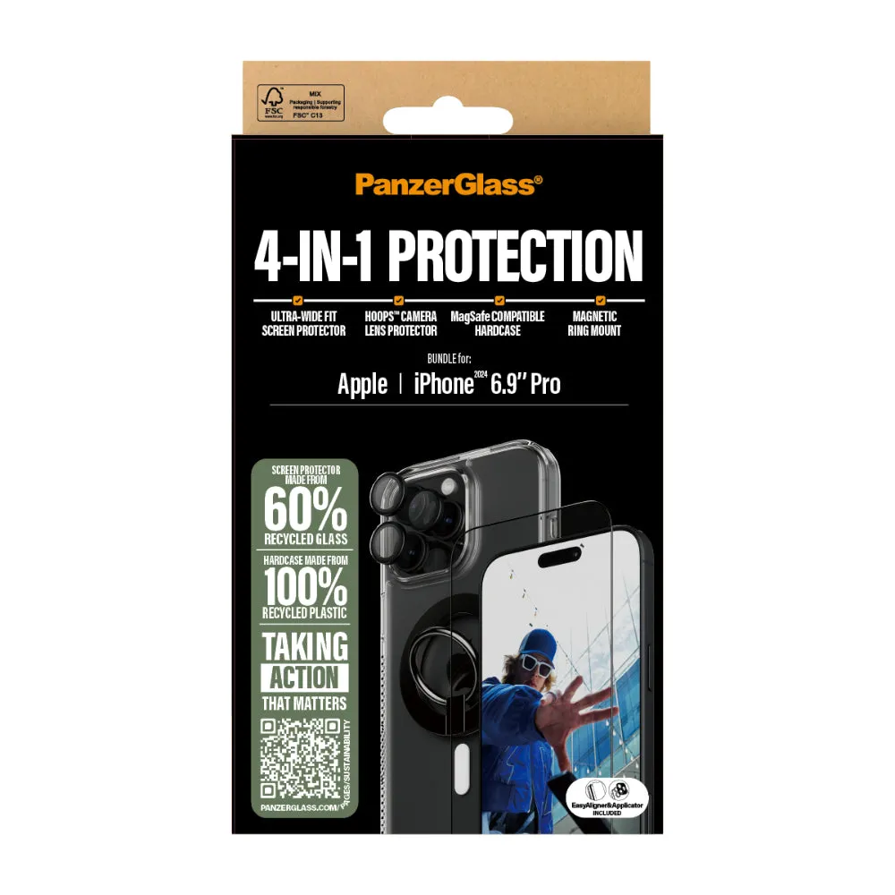 PANZERGLASS Iphone 16 Pro Max 4In1 Bundle Uwf Clear Hoops Hardcase Magnetic Ring Mount