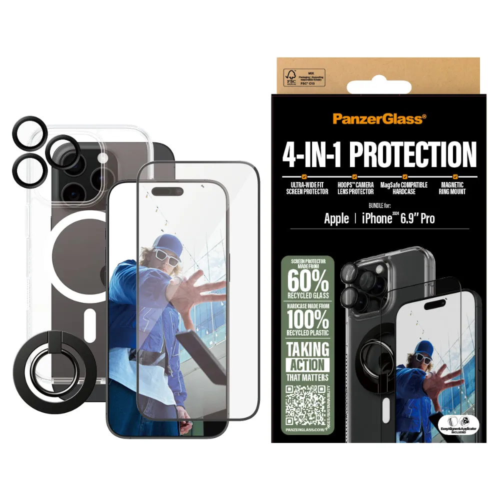 PANZERGLASS Iphone 16 Pro Max 4In1 Bundle Uwf Clear Hoops Hardcase Magnetic Ring Mount