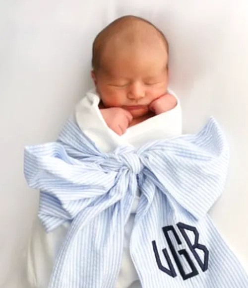 Seersucker Bow Swaddle Blanket - more colors