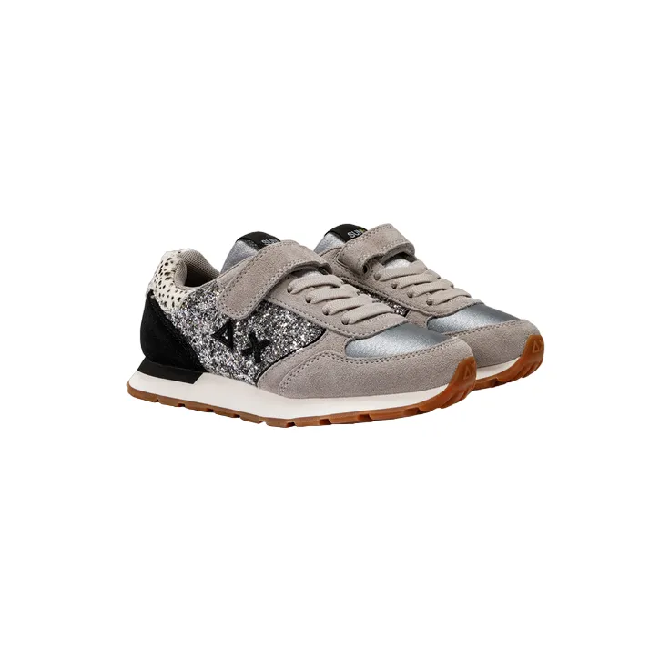 Sun68 scarpa sneakers glitterata con laccio elastico e strappo da ragazza Kelly Big Z43417K 44 argento