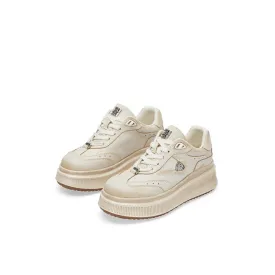 Vintage Rubbed Color Coin Thick Sole Derby Shoes White