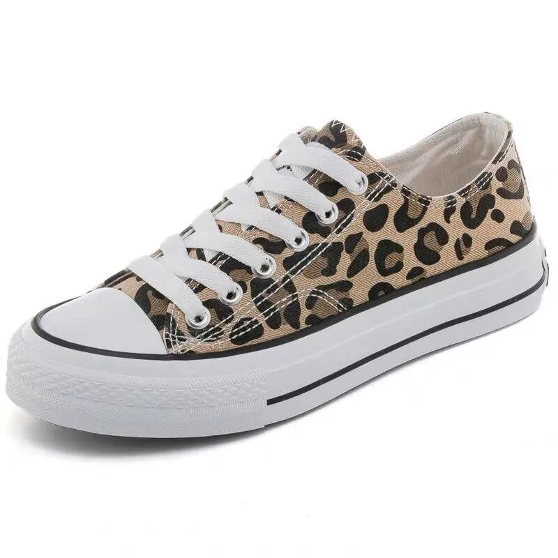 Women Flats Leopard Lace up Comfort Shoes
